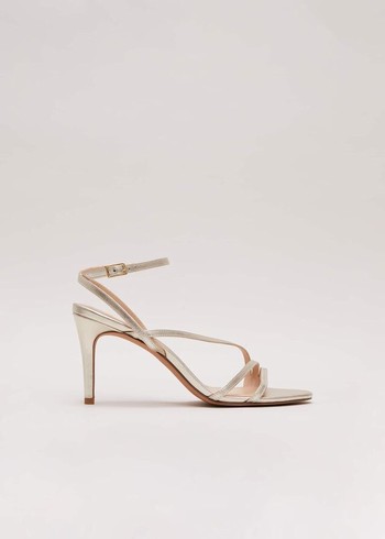 Phase Eight Leather Barely There Strappy Heels Gold Canada | ZOJAVB-921